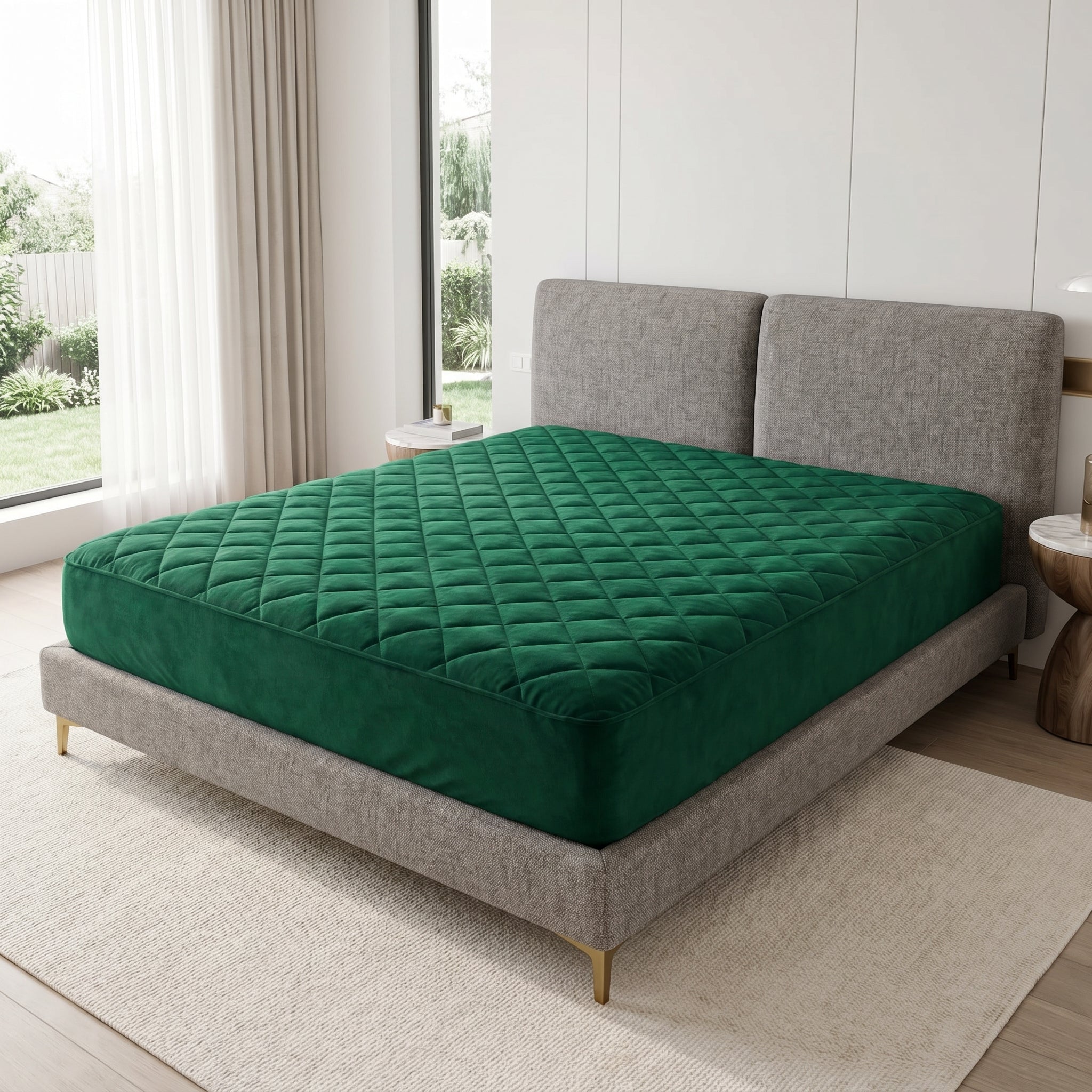 GREEN WATERPROOF MATTRESS PROTECTOR FITTED COVER