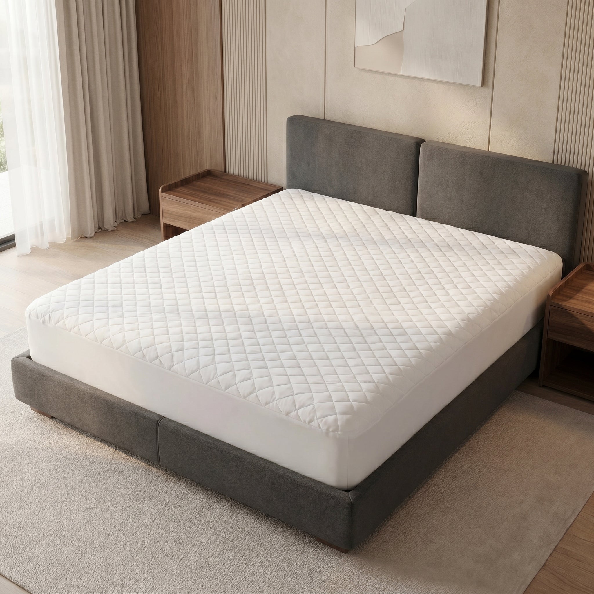 WHITE WATERPROOF MATTRESS PROTECTOR FITTED COVER